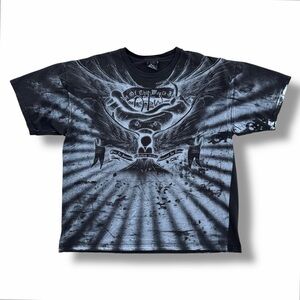 Vintage Y2K Not Of This World AOP T-Shirt Black Size XXL Grunge Jesus NOTW